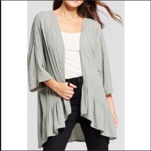 NEW EMBROIDERED RUFFLE HEM KIMONO #WT-06